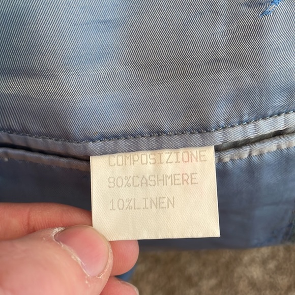 Kiton mens 44L light blue stripe cashmere linen 3-button suit jacket EUC - Picture 6 of 7